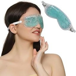 Eye Mask with Cooling Gel for Dark Circles, Dry Eyes, Cooling Eyes, Pain Relief, Redness, Eye Patches Eye Cooling Gel Pad Stretchable for Eye Relaxing, Sleeping for Women and Men - Blue-image-87