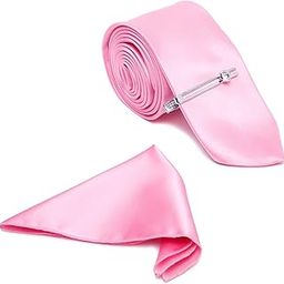 Mens Plain Solid Silk Suit Necktie Set With Pocket Square (Czech) (LSTE-CP-PL)-image-53