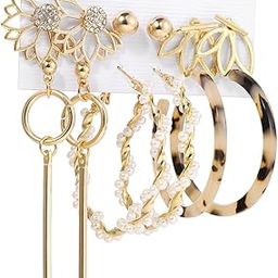 6 Pairs Combo Latest Stylish Design Metal Earrings for Women and Girls (A12758er), Golden, 1-32