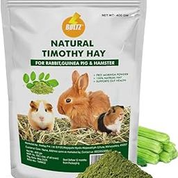 BOLTZ Natural Timothy Hay 400 gm for Rabbits, Guinea Pigs and Hamsters and Other Small Animals, Medium Size High Fiber Hay for Daily Feeding, (400 Gm)-29