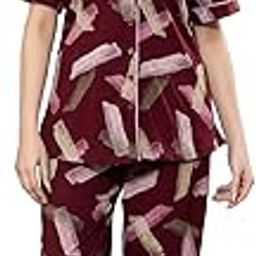 Women's Floral Print Cotton Nightwear Cords, Short Sleeve Shirt with Pyjama-picture-9