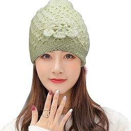 Women Woolen Winter Cap with Flower Pearl Design, Knit Beanie Hat Cozy Soft Warm For Outdoor Travel for Girls/Women's-image-34