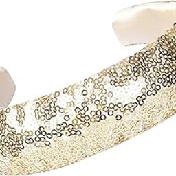 Girls Sequin Hair Band Handmade Headband for Women Girls & Teens Fancy Hair Band (Gold)-image-45