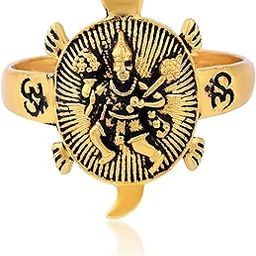 Gold Plated Hanuman Bajrangbali on Tortoise Vastu Feng Shui Kachua Good Luck Charm Fashion Free Size Finger Ring for Women/Men-picture-10