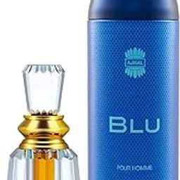 Ajmal Oudh Mukhallat Concentrated Perfume Oil Oriental Oudhy Alcohol-free Attar 6ml for Unisex and Blu Homme Deodorant Aquatic Woody Fragrance 200ml for Men FREE-15