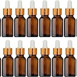 Nsb Herbals 15 ML Amber Round Empty Glass Bottle + Glass Dropper + Gold Ring + SilconE White Teat, Refillable, Reusable, Leak Proof for Essential Oils, Blends, DIY Perfumes (Pack Of 24)-picture-7