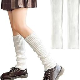 Leg Warmers for Women, Girls Stylish Winter Warm Knit Leg Warmer Calf Length Socks Warm Stocking Fashion Boot Socks Retro Woolen Leg Warmer for Women and Girls, White - 1 Pair-image-79