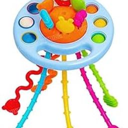 VikriDA Pull String Toy for Babies, Teething Strings Sensory Montessori Toys, Food Grade Silicone Fine Motor Skills Toy for Toddlers - Astronaut Pull String-image-80