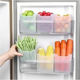 WAZIR Fridge Storage Organizer Bins – Set of Reusable Plastic Containers for Refrigerator, Freezer & Pantry – Transparent Stackable Boxes for Fruits, Vegetables & Snacks (Pack of 6)-25