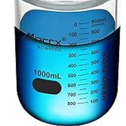 Maccx 34oz(1000ml) Sturdy Glass Beaker, 3.3 Borosilicate Griffin Low Form with Printed Graduation, Pack of 2, BKL1K0-002-12