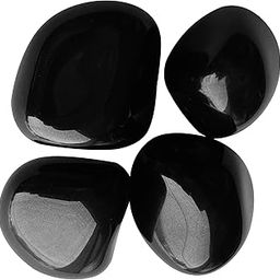 Original Black Tourmaline Stone Tumble - Natural Black Crystal Stones Tumble for Healing Feng Shui Vastu correction Protection Manifestation and Meditation - 4 Piece-18