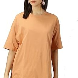 Women Solid Pure Cotton Drop Shoulder Oversized T-Shirt-image-2