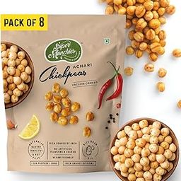 Super Munchies Crunchy Chickpeas | Source of Protein, High in Iron and Fiber | Gluten Free, No Palm Oil, No Preservatives, No Artificial Colors, Zero Cholesterol, Trans Fat Free (Pack of 8, Achari)-image-82