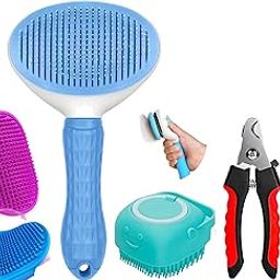Style Keepers 4-in-1 Pet Grooming Kit for Dogs & Cats – Includes Self Cleaning Brush, Cat Comb, Silicone Bath Scrubber & Nail Clipper | Grooming Tools for All Hair Types | Dog Brush Kit-16