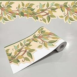 WallDesign Painted Leaves Vine Wallpaper Border Sticker for Kitchen Cabinet, Cupboard, Window, Door Frame Decoration - 5.25 Inch Width x 5 Feet Length-image-43