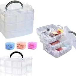 3 Layer 18 Grids Storage Plastic Boxes Medicine Jewelry Bead Storage Box Container Organizer Case Craft Boxes Random Color (Square, White)-20