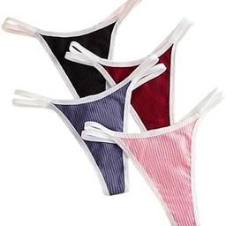 Women's Seamless Ribbed Thong Underwear, Pack of 4, Low and High Waist Options-picture-36