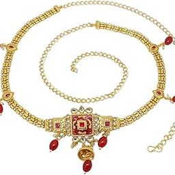 Gold-Plated Artificial Beads Waist Chain Kamarbandh For Women | The Gold-Plated Pearl Kamarbandh Waist Chain | Belly Chain Saree Waist Belt-image-12