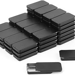 ST logo 24 Pcs Small Slide Top Tin Lip Balm with Lids Rectangular Metal Containers for Lip Balm Candies Jewelry Crafts Pills Storage Kit Solid Perfumes Cosmetic & Beauty-image-62