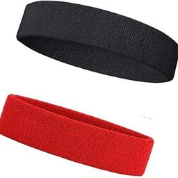 Style Along Black and Red Outdoor Fitness Sports Sweatband Headband Yoga Gym Unisex Head Band- Pack of 2-image-63