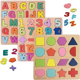 AMENDAS Wooden Learning Educational ABCD Board for Kids, Activity Toys for Toddlers & Preschoolers | ABCD Puzzle Set | Puzzle Toys for 2 Years Old Boys & Girls (Alphabets, Numbers & Shapes)-15