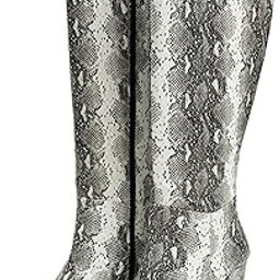Women Knee-High Snake Print Boots | Chunky Block Heel | Pointed Toe | Stylish & Trendy | Casual & Fashion Wear-1