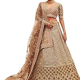 Women Silk Semi-stitched Lehenga Choli (7709-Wedding-Bridal-Latest-Lehenga_Brown_Free Size)-image-37