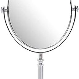 GOPAD Makeup Mirror, Magnifying Mirror Makeup, Double Side Magnification, Tabletop Vanity Hand Mirrors Stand for Bathroom/Hotel/Bed Room/Dressing Room, 5X and 1x (34 x 19 Cm/Plastic Frame)-28