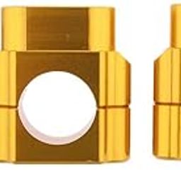 UJEAVETTE Motorbike Universal Handlebar Mount Clamp Riser Adaptor 28mm Aluminum Gold-2