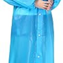 FIRMED STRING RAINCOAT FOR WOMEN-PVC TRANSPARENT WATERPROOF REUSEABLE RAINWEAR WITH FUNCTIONAL POCKETS, CARRYING POUCH-84
