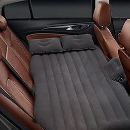 Car Back Seat Air Mattress, Inflatable Travel Bed with Grey Flocking Surface, Compatible with Brown Leather Seats-image-5