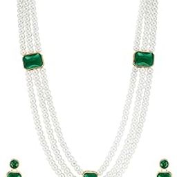 Crystal Faux Pearl Kundan Necklace & Jewelry Set Gift for Women-image-73