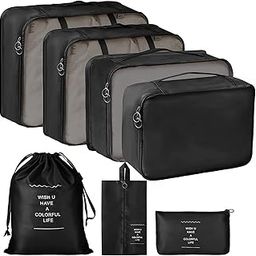 CAVALO – Be Unique 7 Piece Travel Packing Organizer Set for Luggage. Lightweight Nylon Organizer Bags with Shoe Bag, Toiletry Pouch, Laundry & Cosmetic Bags for Clothes & Accessories (Black)-image-77