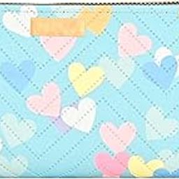 Women's & Girls' Heart Print Zip Around Clutch Wallet – Pastel Pink with Multicolour Hearts, Gold Hardware-image-80
