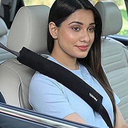 FOVERA Car Seat Belt Shoulder Pads (Pack of 2) Car Safety Belt Soft Pad Cover for Comfortable Driving, Universal Fit for All Cars and Backpack (Black Color, 12 Inch Length)-image-24