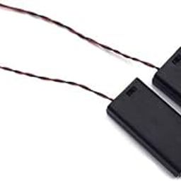 SP Electron Pack of 2 Pcs 2AA 2 x 1.5V AA Battery Holder Case Wired Cap On/Off Switch for Electronic Batteries Black Plastic-11