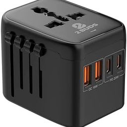 Worldwide Universal Travel Adaptor - Advance GAN Technology 20W + QC 18W Fast Charger l 2 x USB-C Ports & 2 x USB-A for US, UK, Europe, AUS, South Africa, India and 200 Countries.-19