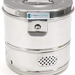 IS IndoSurgicals Stainless Steel Dressing Drums, 6" X 6"-14