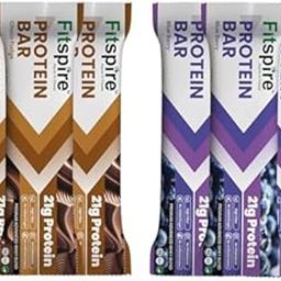 Fitspire Blueberry & Choco Fudge ProteinBar | 21g Protein With Premium Advanced Whey Blend | High Fiber & Sugar Free | Cholestreol Free | Healthy Snack & Breakfast Protein Bar - (Pack of 6)-picture-1