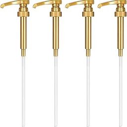 UJEAVETTE 4Pcs Syrup Bottle Nozzle Picnic Household Sauce Pump Tools Ketchup Pump Gold-21