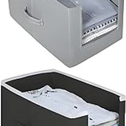 JoyeCrafts Shirt Stacker Organizer for Closet – Foldable Clothes Organizer for Shirts, T-Shirts, Sweaters – Space Saving, Stackable Storage Solution (grey and black)-image-32