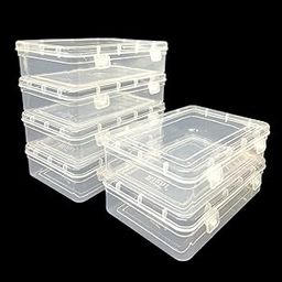 URBAA Plastic Small Storage Boxes Container With Lock Lid (Size No. - 55) (Clear, 19.5 X 13 X 5 CM) - Set Of 6 Boxes, Rectangular-1