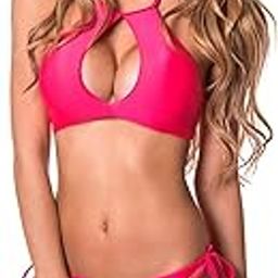 Women's Keyhole Cutout High Neck Halter Bikini Set Swimwear-picture-11