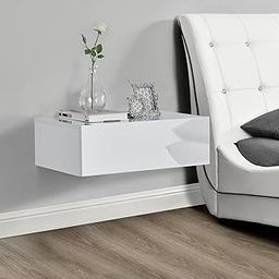 Anamino® Floating Shelf with Drawer/Rustic Wood Wall Shelves with Drawer for Living Room Cabinets for Storage and Display Multiuse as A Nightstand or Bedside Shelf (White)-image-96