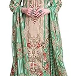 Women's Unstitched Pakistani Print Embroidered Pure Cambric Cotton Salwar Suit Dress Materials with Cotton Printed Dupatta-image-2