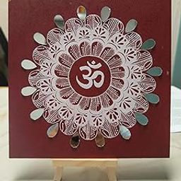 Aipan art artifact or aipan art home decor with wooden stand/aipan art home decor items/uttarakhand folk art aipan art items for home and wall decor-26