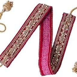 Handicrafted Belt for Women | Dark Pink belt with golden tassles | Wear with suits, kurtis and Indo-Western dresses-image-104