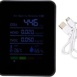 CO2 Detector, 5 in 1 Meter Air Quality Monitor with HCHO TVOC Temp Humi, Portable Battery Operated Portable CO2 Detector, ABS Accurate Detection CO2 Detector-image-61