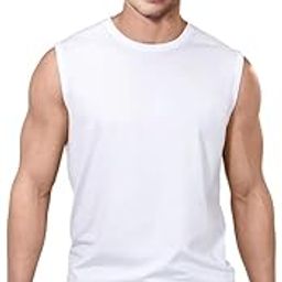 Men's Sleeveless Athletic Tank Top, Quick-Dry Performance Workout T-Shirt, Gym Solid Regular Fit Vest for Boys - Pack of 1-image-67