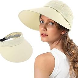 Sun Cap for Women Stylish 2 in 1 Summer Caps for Women, Wide Brim Baseball Cap for Summer, Fashion Casual Outdoor Beach Hat with Zip-Off Crown (Beige)-image-41